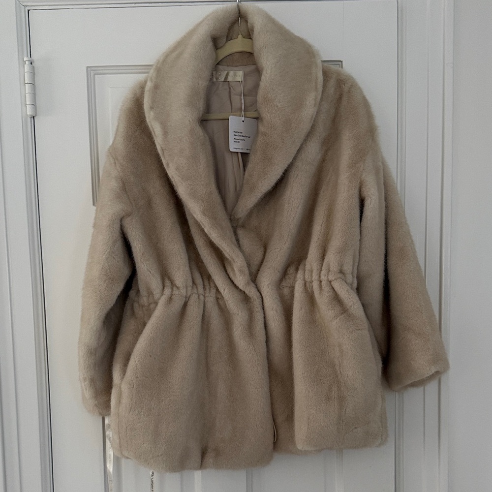 Vita Grace Alpina Cinch Cream Faux Fur Coat size S/M